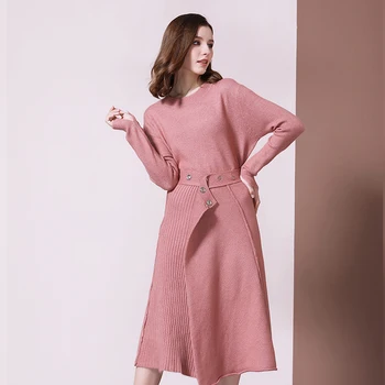 

Women Dresses Woollen Dress Long Dress Knit Dress Fashion Loose Lady Suit Stylish Elegance Suit-Dress Ladies' Sweater