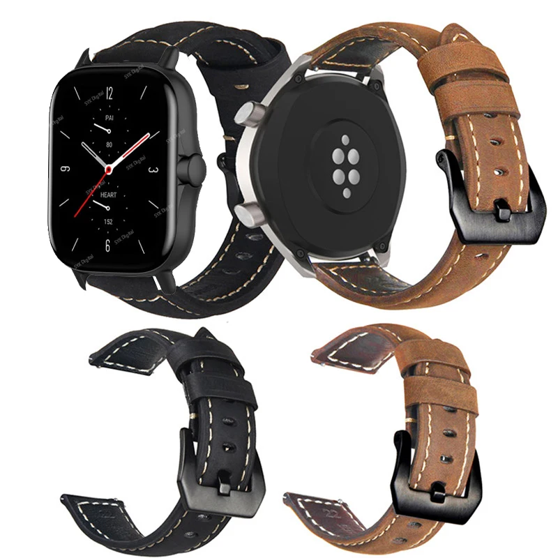 Cinturino Da Polso 20Mm Per Amazfit Gts/Gts 2 Mini 2E Cinturino In Vera Pelle Per Huami Amazfit Bip S U Pro Pop Pro Zepp E Bracciale