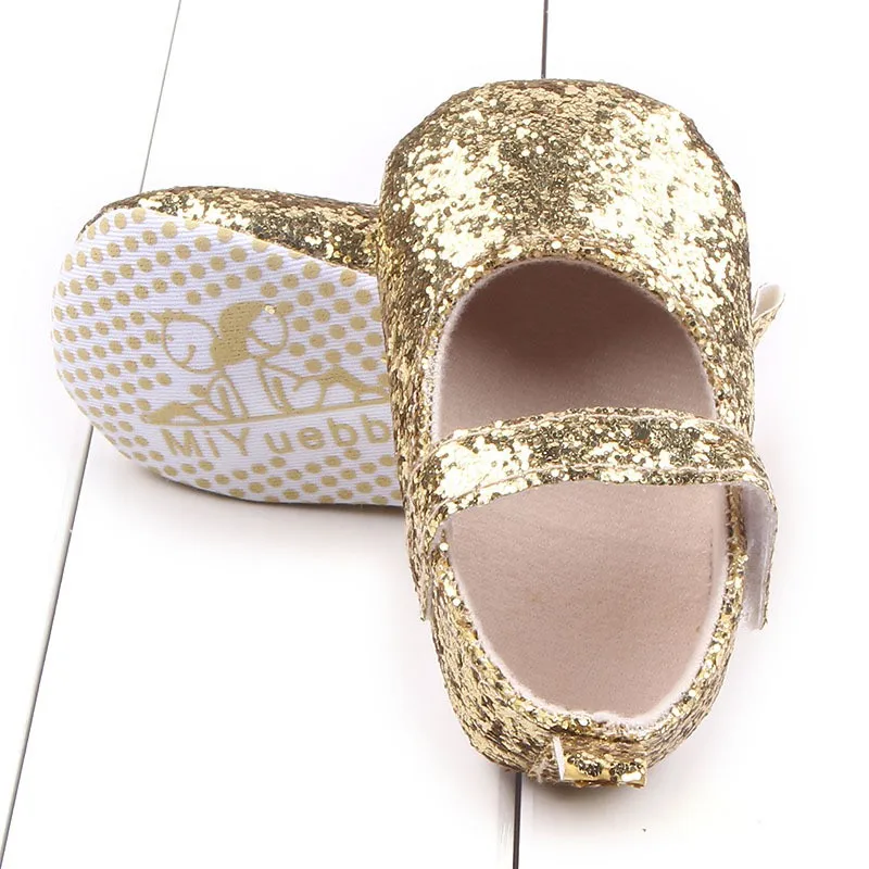 Sequin Newborn Baby Shoes Baby Girls Princess Shoes Infant Soft Sole First Walkers PU Leather Soft Sole Shoes Pink Gold Black