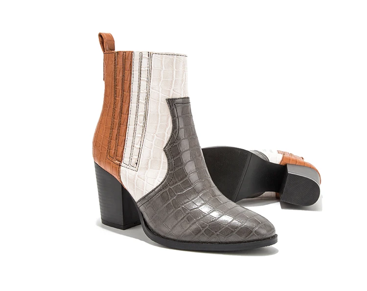 Eilyken/женские ботильоны черного цвета обувь из искусственной кожи на высоком каблуке женские осенние ботинки с круглым носком на квадратном каблуке и платформе размеры 36-43