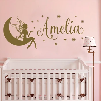 

Name Girl Fairy Wall Stickers kids room decoration Name Fairy Decal Personalized Girls Room Decor Custom Decal home decor HY299