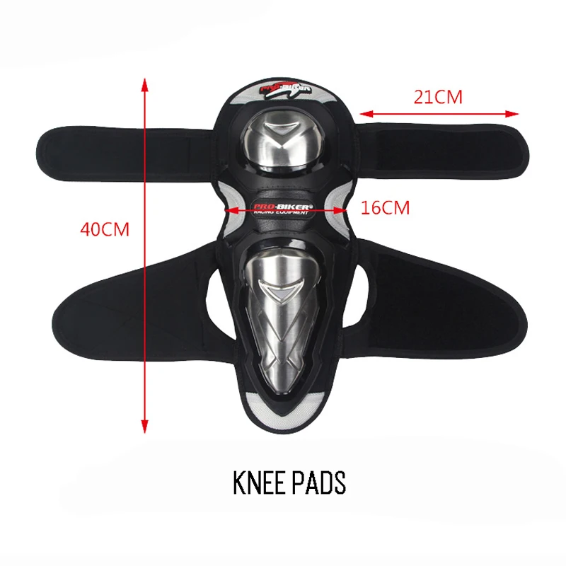 PRO-BIKER мотоциклетные наколенники из нержавеющей стали налокотники для мотокросса внедорожные гоночные наколенники Защитная Экипировка защита - Цвет: Темно-серый