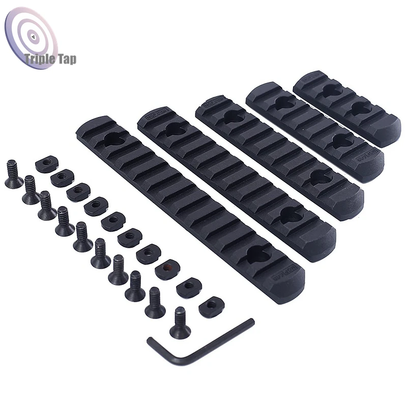 

Tactical M-Lok Picatinny Rail 5 7 9 11 13 Slots Mlok Scope Mount Weaver Nylon Picatinny Side Rails Section MLOK System 5pcs/set