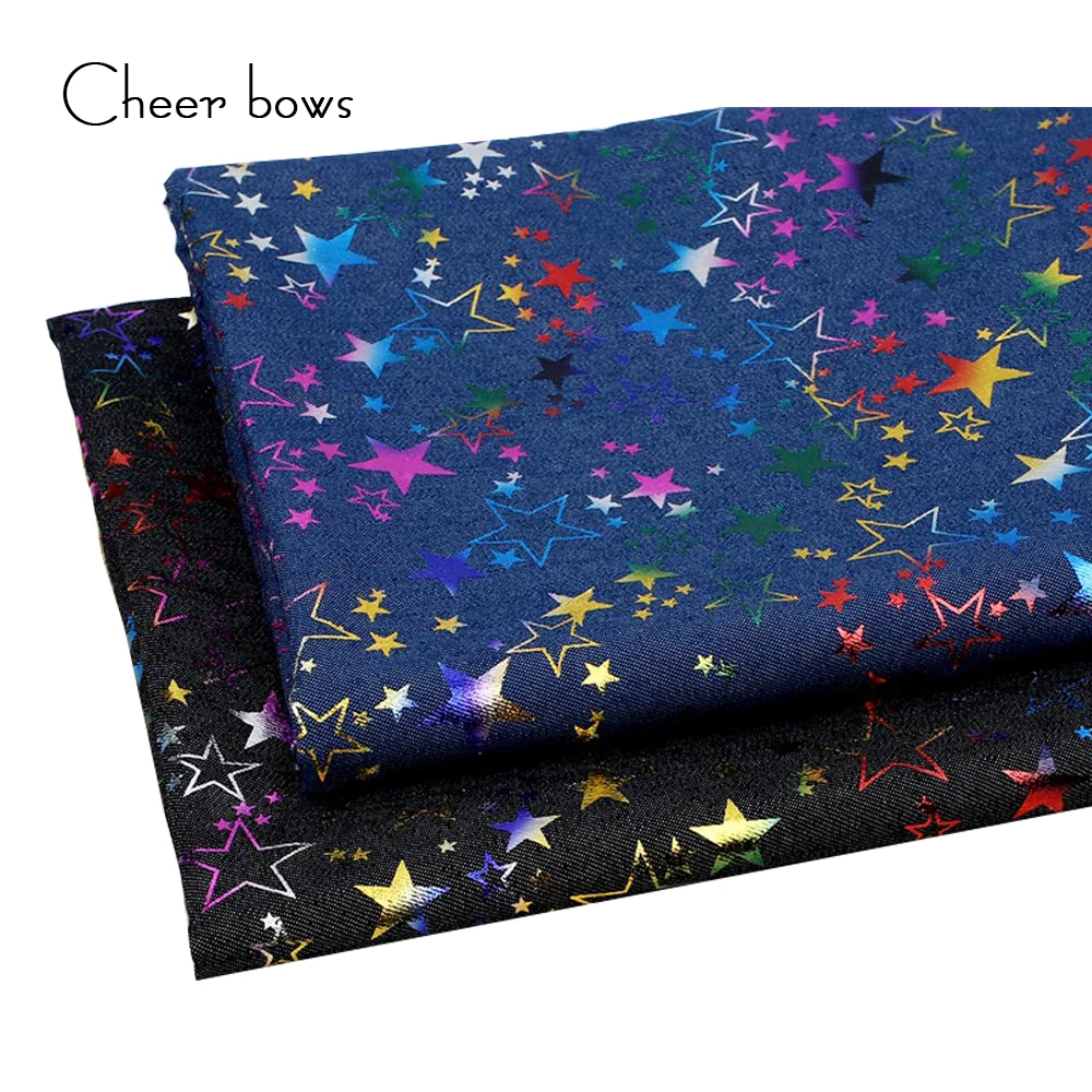 CheerBows Soft Cotton Denim Fabric Colorful Stars Printed Patchwork Materials DIY Dress Clothes Skirt Sewing Craftl 45*145cm 1Pc | Дом и сад