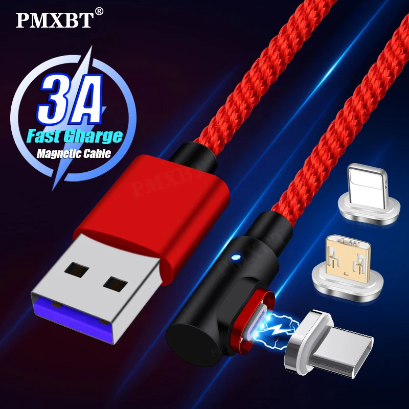 Магнитный зарядный кабель Micro USB Тип C провод 3A Быстрая зарядка для iphone X Samsung S10 Huawei