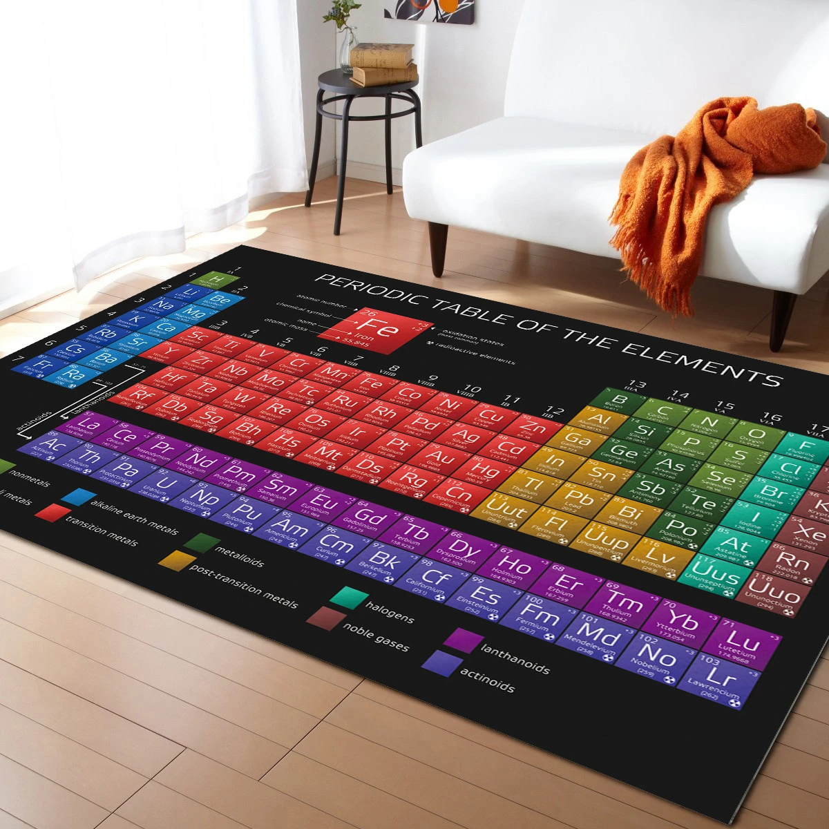 ALAZA Chemistry Periodic Table of The Elements Educational Area Rug Rugs for Living Room Bedroom 3'x2' 