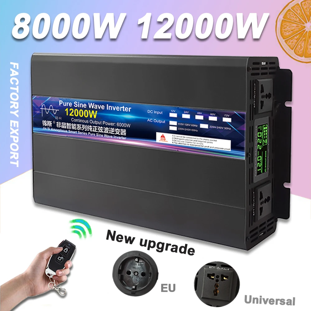 Spannungswandler 4000W/8000W 48V auf 230V Reiner Sinus Wechselrichter LCD Remote 