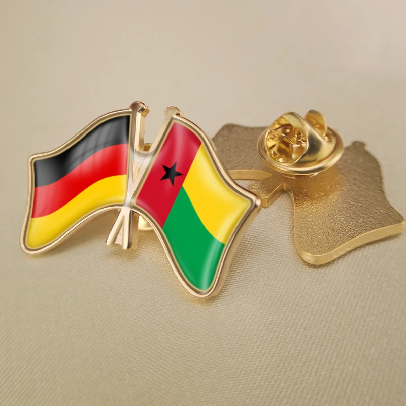 

Germany and Guinea Bissau Crossed Double Friendship Flags Lapel Pins Brooch Badges