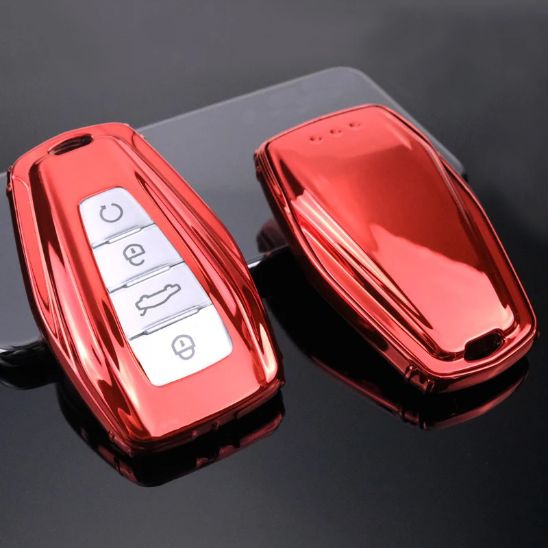 

Soft TPU Car Remote Key Case Cover Holder Shell Geely Coolray 2019-2020 4 Buttons Car Styling Accessories Fob Buckle Keychain