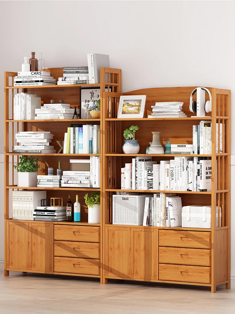 

Bookshelf floor bookcase solid wood children's simple home storage student creative living room bamboo shelf storage space