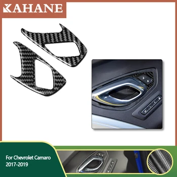 

2pcs Car styling Carbon Fiber Sticker for Chevrolet Camaro 2017-2019 Car interior door handel Door Lock Switch frame Sticker