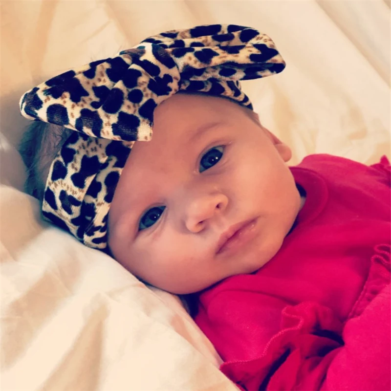 

Spring and Summer Style Of 2019 Children's Leopard Stretch Hair Band Baby Hair Bandage Headdress Big Bow With Wide Headband