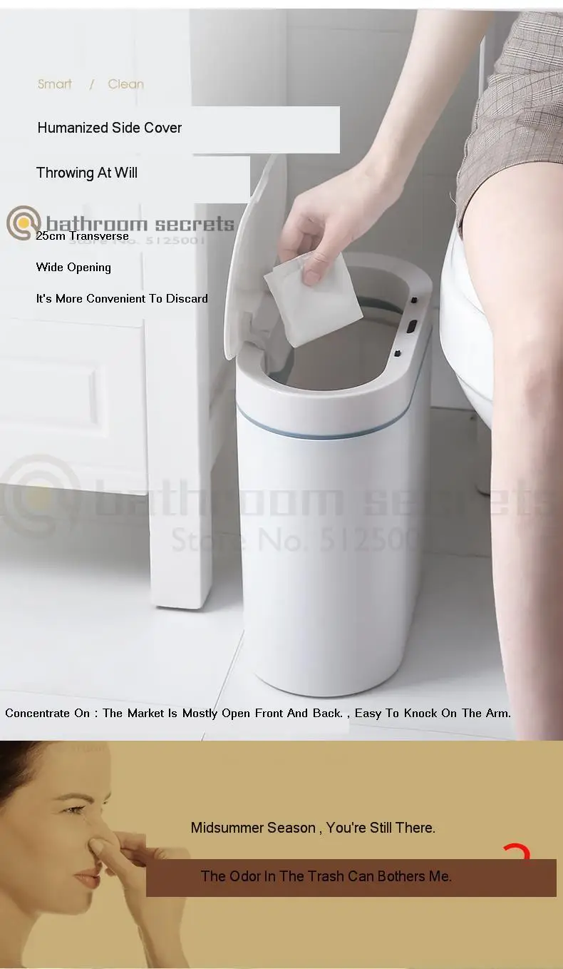 Kick Toilet Waterproof Deodorant Smart Trash Can Induction Home with Lid Living Room Creative Electric Toilet Nordic