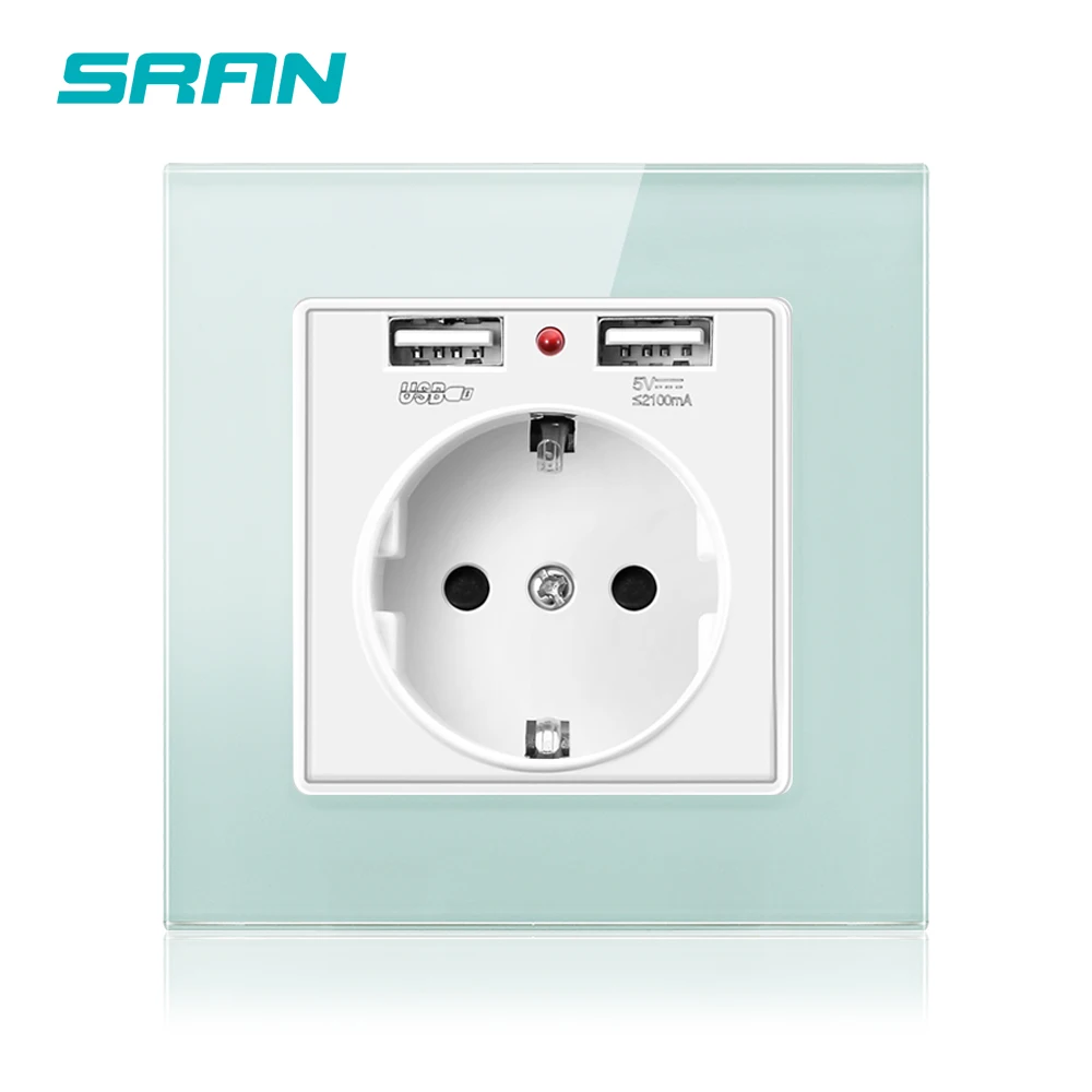 Европейская розетка SRAN с Usb портом для зарядки электрическая прозрачной