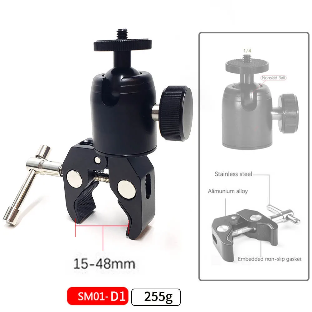 Support Moto/vélo Pour Caméra – Compatible GoPro, Insta360, DJI | Pince Réglable 360°, Diamètre 15 à 55 Mm