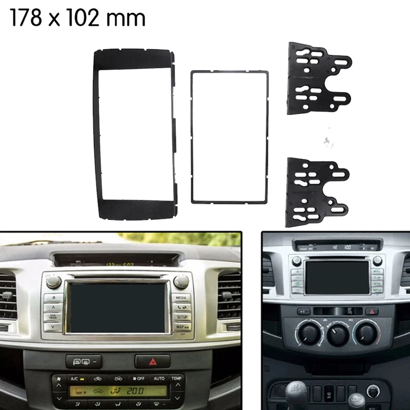 

2Din Car Fascia Stereo Radio Panel Frame Cover Dash Kit For Toyota Hilux Fortuner 2012 2013 2014 Auto Accessories Decorate