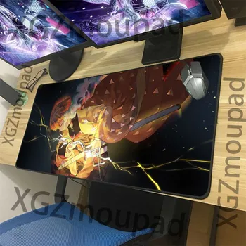 

XGZ Large Mouse Pad Black Lock Edge Anime Demon Slayer Kimetsu No Yaiba Computer Desk Mat Speed Rubber Non-slip 900x400/600x300
