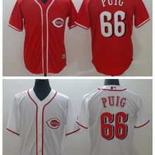 Цинциннати Все сшитые мужские футболки Yasiel Puig 66