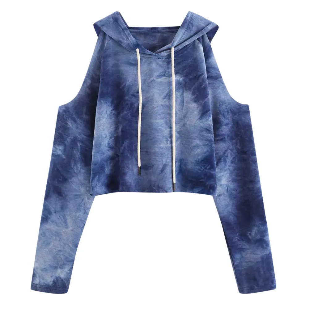 Women Autumn Sweatshirt Women's Hoodie Strapless Printed Sweatshirt Long Sleeve Pullover Tops Blouse 7.26
