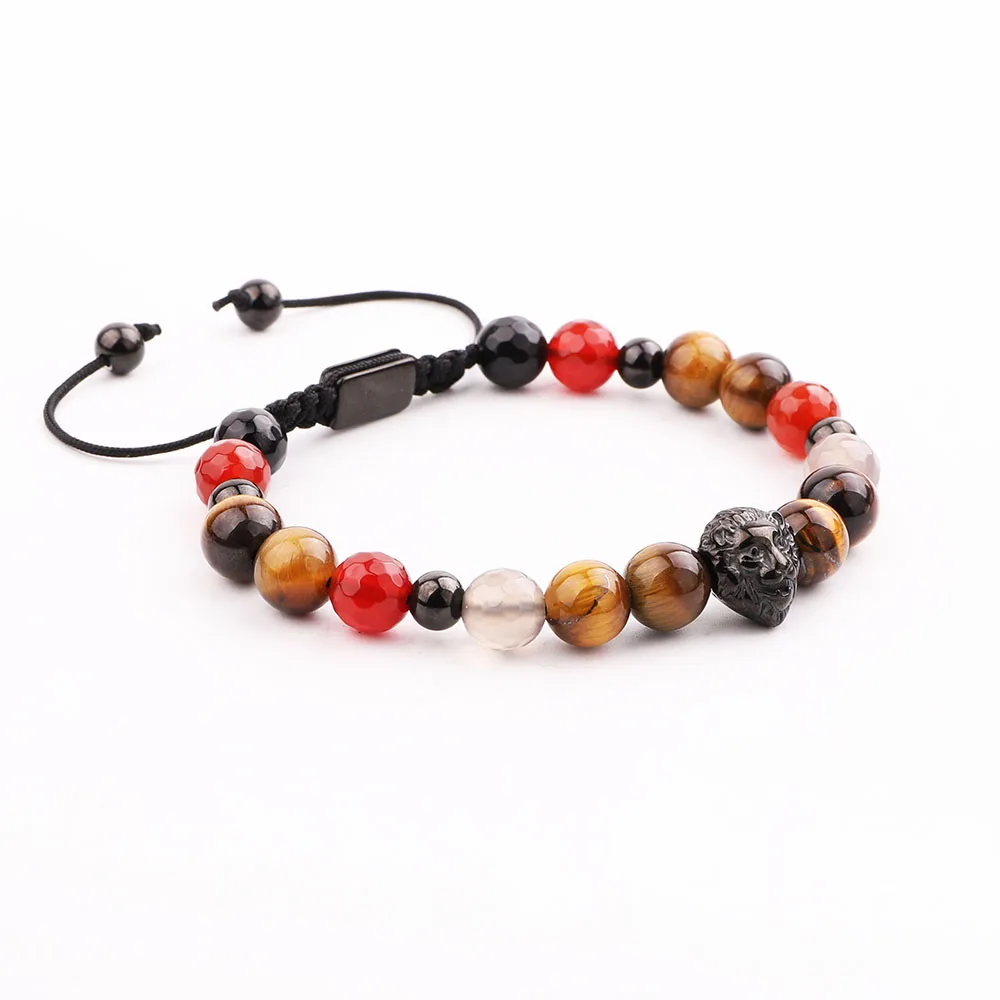 JARAVVI Natural Lava Stone Leopard Lion Charm Adjustable Beads Bracele Men Women - Image 3