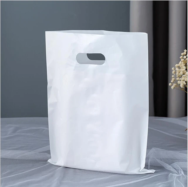 Sacs en plastique avec poignées, grands sacs d'emballage pour vêtements, sac  cadeau blanc noir pour emballage de faveur de fête de mariage 50 pièces -  AliExpress