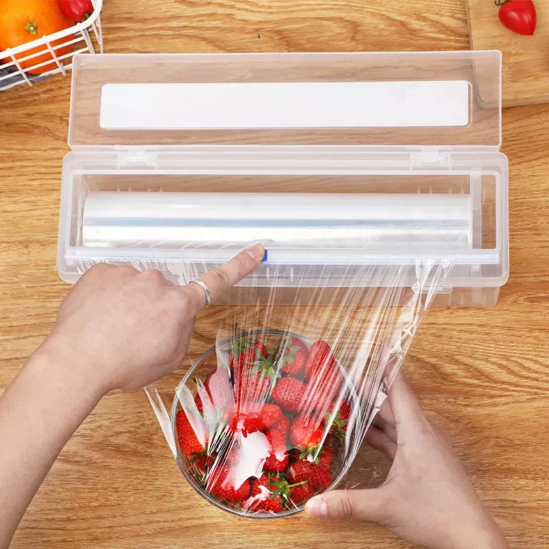 Plastic Cling Film Refillable Box With Slide Cutter Food Wrap Dispenser  Aluminum Foil Wax Paper Cutter Kitchen Accessories - Plastic Wrap  Dispensers - AliExpress