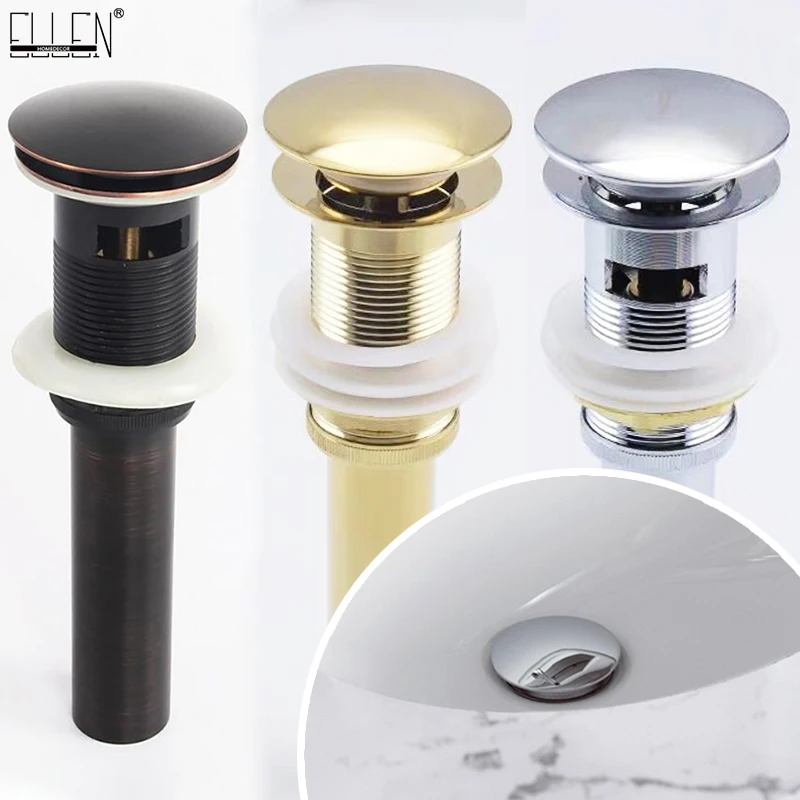 

Bathroom Basin Sink Pop Up Drain with Round with & without Overflow Vanity Sink Waste Drainer ELF34