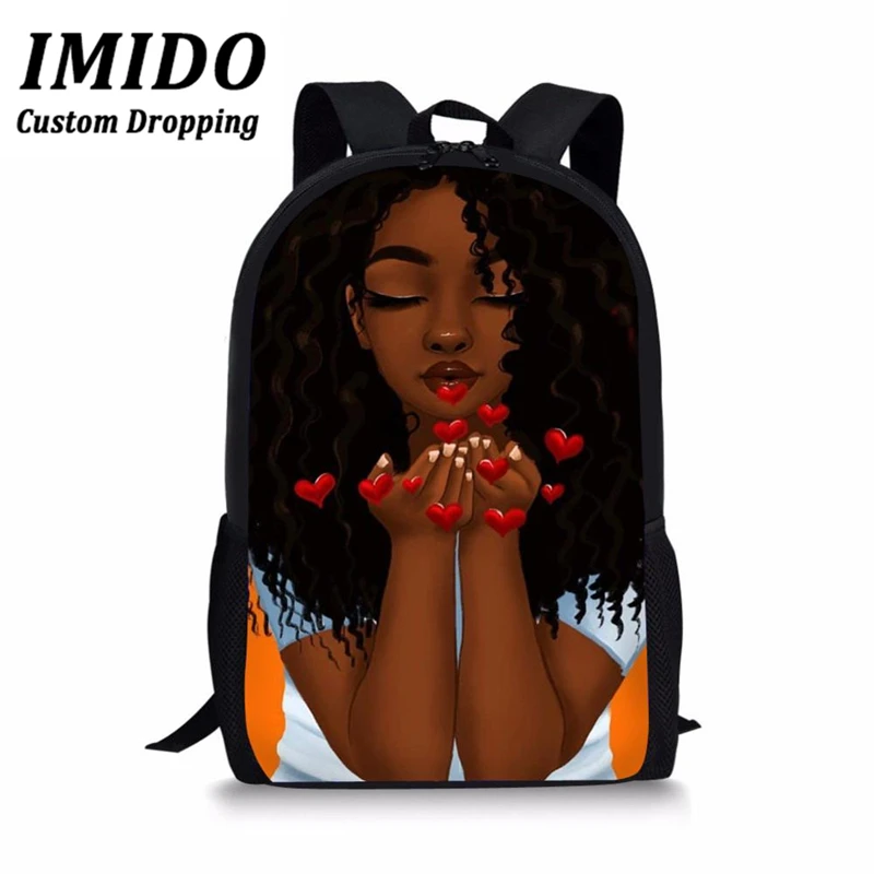 IMIDO, школьные сумки для девочек, черные, для девочек, волшебная, африканская печать, школьные сумки, школьные сумки/школьная сумка, Cartable Enfant, ранец - Цвет: WLL3070C