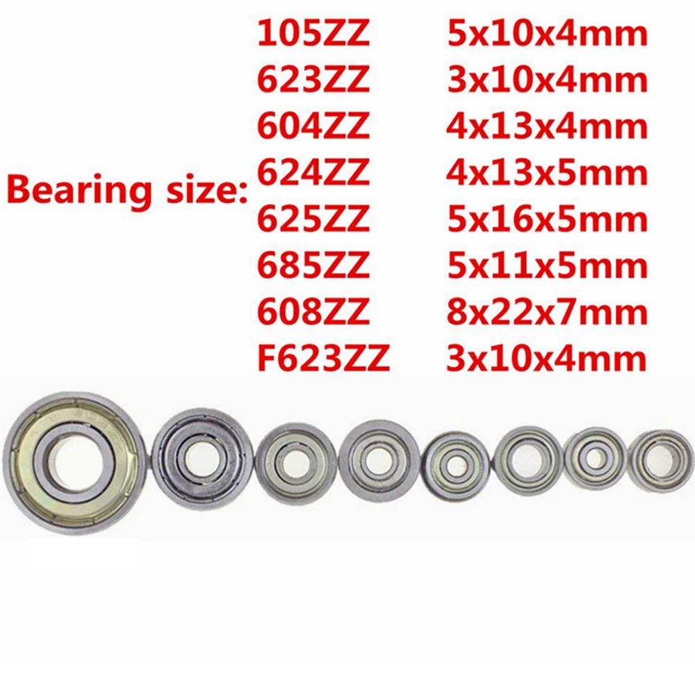 10pcs Ball Bearing Double Shield Miniature High Carbon Steel Bearing 608ZZ 623ZZ 624ZZ 625ZZ 685ZZ F623ZZ 105ZZ 3D Printer Partd