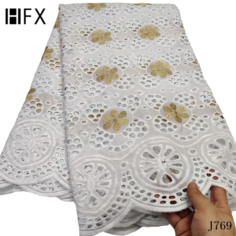 HFX Чистый хлопок дизайн швейцарская вуаль кружева в швейцарском африканском сухой кружевной ткани высокого качества нигерийский для свадебного платья J769