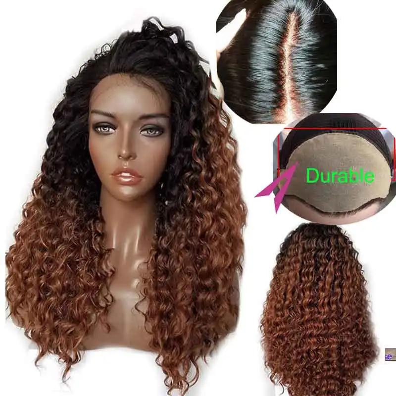 Ombre 1b 30 Glueless 13x6 поддельные волосы головы парик предварительно сорванный