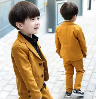 

Winter Cotton Boys suit sets for weddings Kids Prom sets brown Wedding Children Boy suits Blazer Formal kids Costume jacket+pant