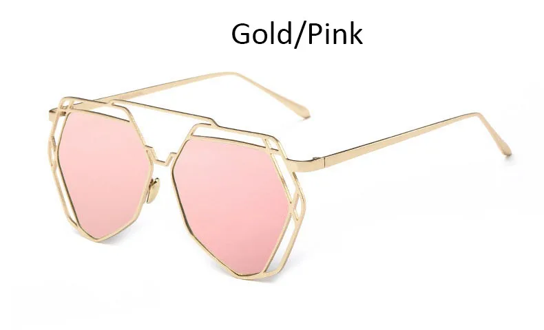 Gold Pink Роскошные зеркальные женские солнцезащитные очки пилота, негабаритные винтажные Роскошные брендовые солнцезащитные очки с металлической оправой, женские солнцезащитные очки UV400 - Цвет линз: Gold Pink
