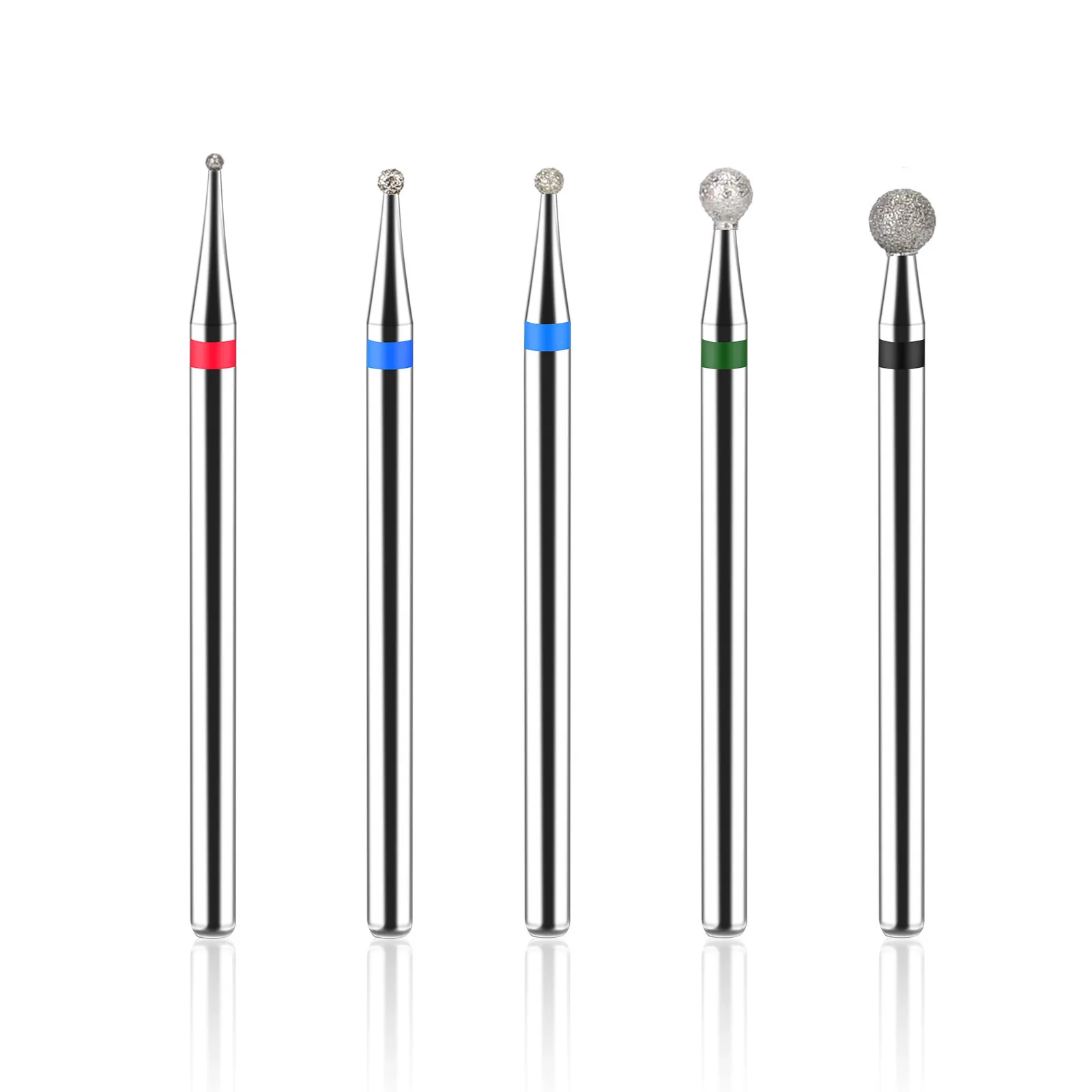 BNG 5PCS Cuticle Cleaner Bits Diamond Nail File Drill Ball Head Rotary Burr Set 3/32" Drill Bit for DIY Nail Art Salon Manicure 2