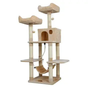 

Cat Scratching Posts Cat Tree Toy Cat Room and Hammock Frame Kitten Furniture Cat House Condo Hanging Two Platforms C03