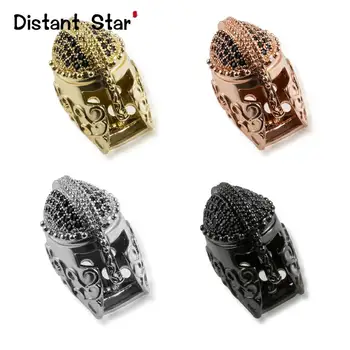 

DIY Metal Beads Micro Pave Zircon Roman Warrior Helmet Charm Beads For Women Men Natural Stones Beadwork Jewelry Making