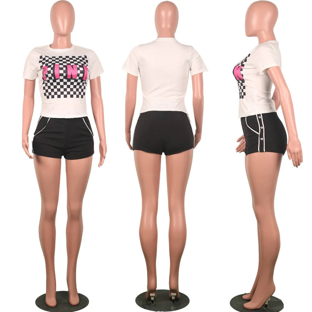 Модный стиль с круглым вырезом клетчатый летний Боди из двух частей Комбинезоны для женщин Повседневная Короткая комбинация Femme 9002