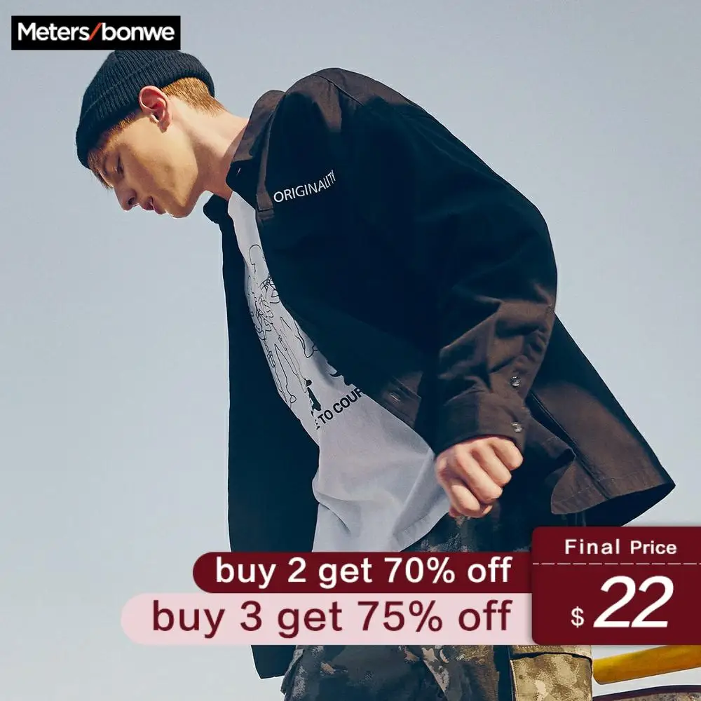 

Metersbonwe Brand Men 2020 Spring New Casual Shirts Spring Autumn Male Long Sleeve cargo shirts regular Cotton Male Basic tops