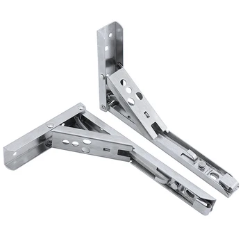

2Pcs Stainless steel triangle folding spring bracket movable bracket folding Wall Mounted partition storage Rack support