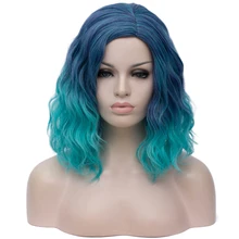 Cheap Woman Two Tone Short Purple Blue Wigs Short Curly 14 inch Synthetic Hair Wig for White Women Cosplay Bob Wigs Cheap Woman Two Tone Short Purple Blue Wigs Short Curly 14 inch Synthetic Hair Wig for White Women Cosplay Bob Wigs