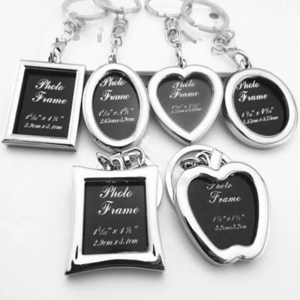 Keychain Fob Key-Ring Photo-Frame Gift Personalised-Picture Apple-Shaped Metal Heart