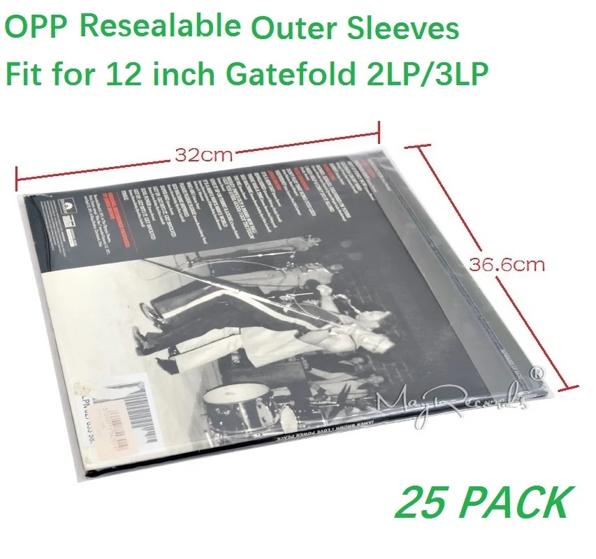 Fundas exteriores resellables de plástico OPP, 25 uds., para GATEFOLD 2LP 3LP, disco de vinilo