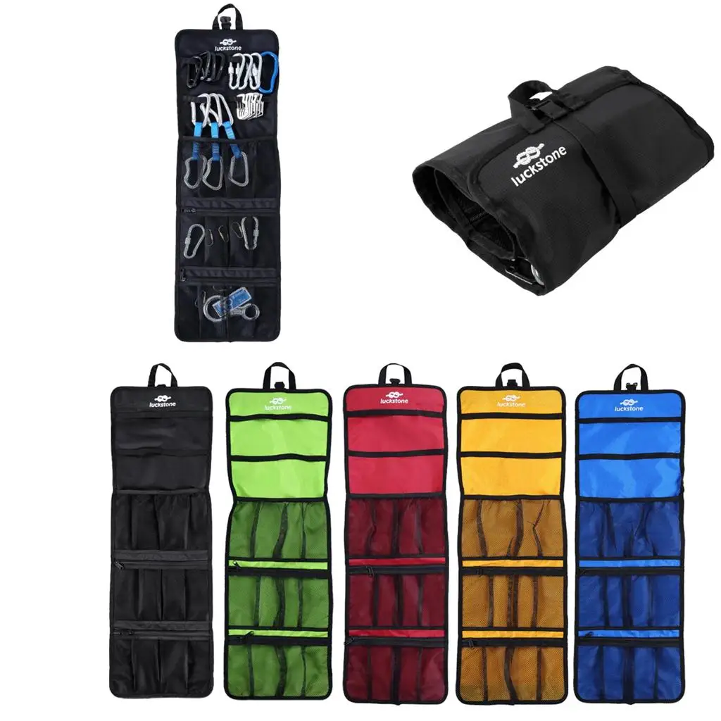 

Waterproof Roll Up Rock Climbing Rescue Carabiner Gear Equipment Storage Collection Bag with Buckle Strap, Carry Loop