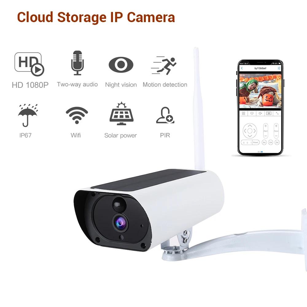 Wifi Беспроводная ip-камера наблюдения на солнечных батареях 1080P 2.0MP