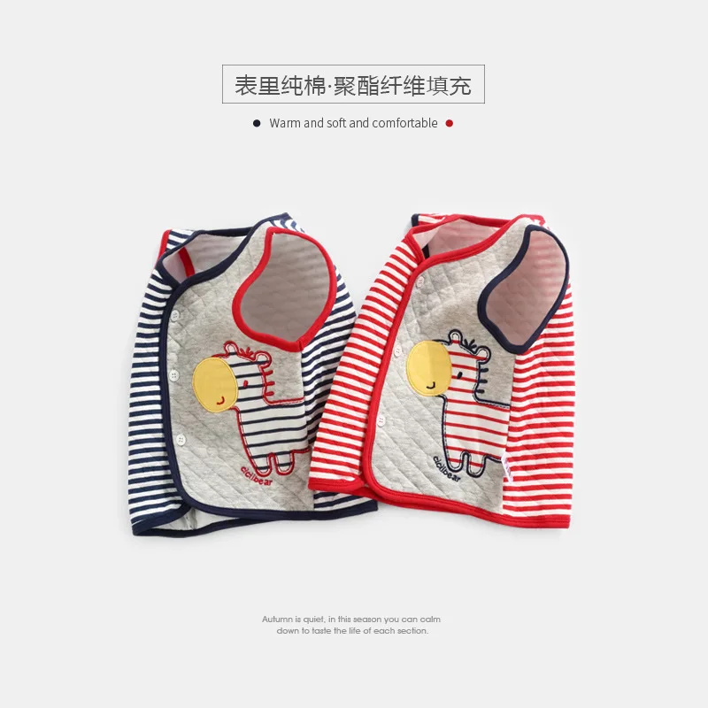 Жилет для детей 0-1-3 лет, осенне-зимняя одежда для маленьких мальчиков и девочек, сохраняющий тепло материал, внутренняя подкладка на спине, чистый хлопок