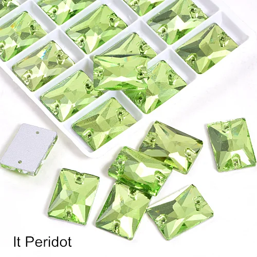 lt Peridot Прямоугольные красочные пришитые стразы для шитья Прямоугольные Стеклянные стразы для свадебного платья B3853 - Цвет: lt Peridot