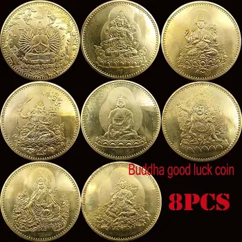 

China coin 8pcs fengshui Buddha good luck coin plated copper coin craft mascot