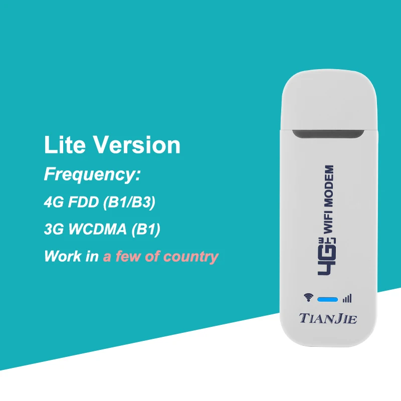 TIANJIE New Arrival 4G USB WIFI MODEM CAT4 150Mbps Qualcomm Chipset Dongle Car Router With Sim Card Slot 