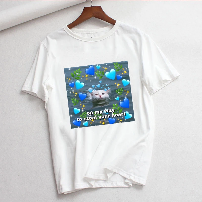 Cute Cat T Shirt Women Casual Funny Print Tshirt Harajuku Kawaii Fashion T Shirt Summer Short Sleeve Top Tees Female T Shirts Aliexpress