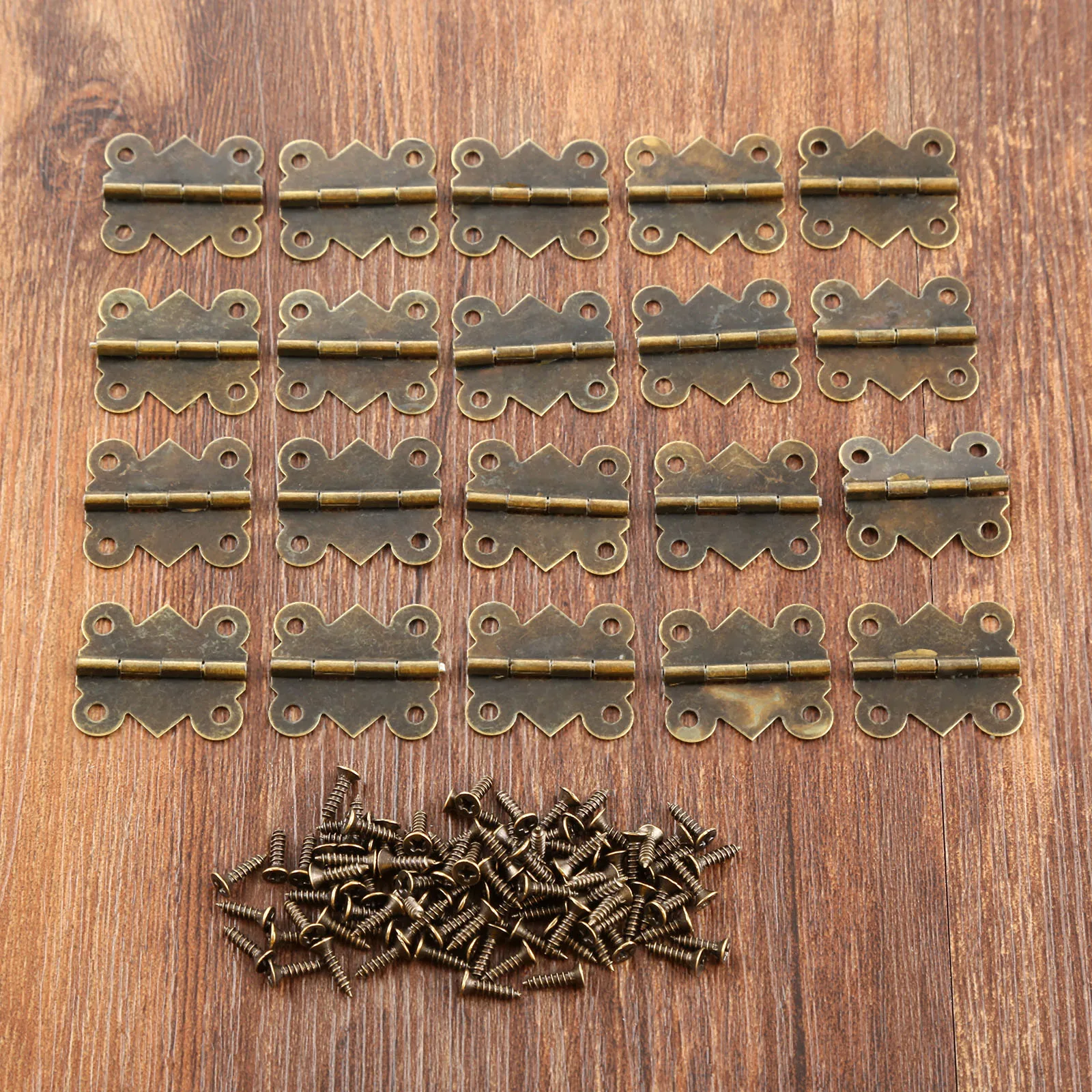 20 Pz/Lotto 20*25Mm Cerniere A Farfalla 4 Fori + 80 Viti Bronzo Antico Armadio Cassetto Gioielli Scatola Di Legno Cassa Del Vino Arredamento Mobili